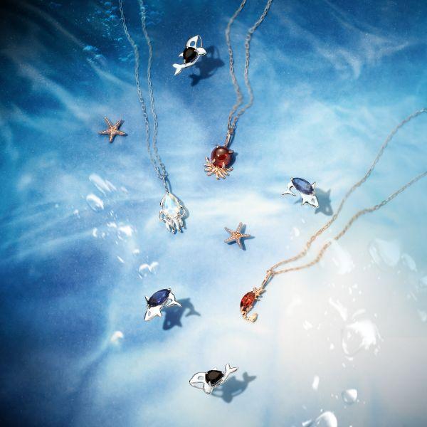 ネックレス K10 ホワイトゴールド カラーストーン　WG サメ さめ アイオライト L&Co.（エルアンドコー）海の生き物 | Jewel closet by L&Co. | 07