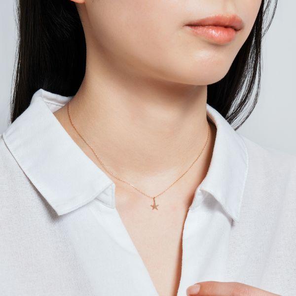 ネックレス K10 ピンクゴールド カラーストーン PG ヒトデ  ガーネット L&Co.（エルアンドコー）海の生き物の画像