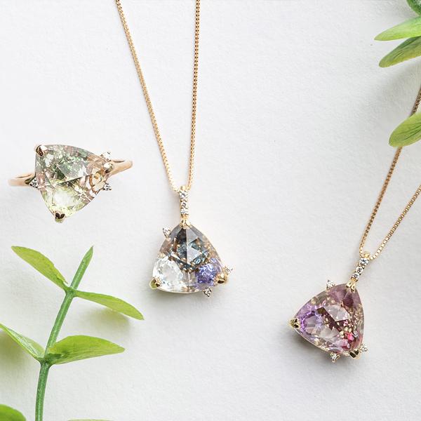 K18 ネックレス 色石 ゴールド ネイビー J-250 Jewel closet by L&Co. ネックレス レディース 18金 K18 ブルー 青水色