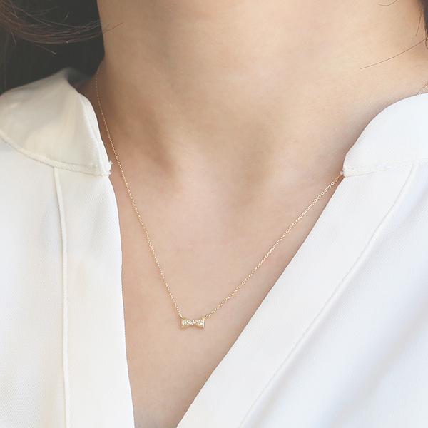 ネックレス レディース ダイヤモンド リボン K10 10金イエロー ペンダント 彼女 プレゼント L&Co.（エルアンドコー）の画像