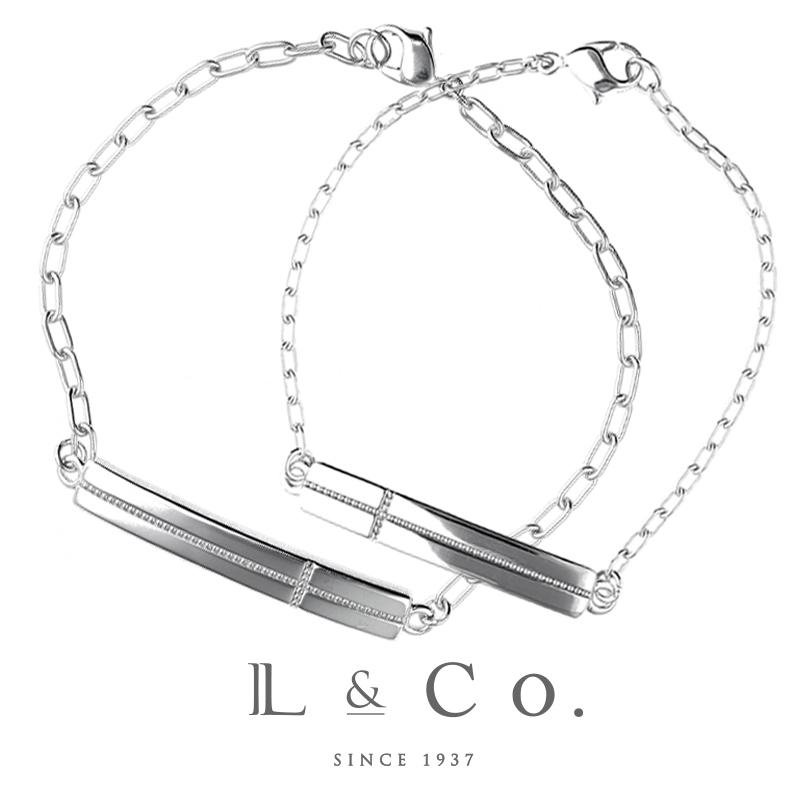 ペアブレスレット シルバー925 メッセージ クロスライン レディース メンズ 2本セット L&Co.（エルアンドコー）