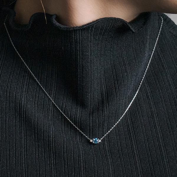 ネックレス レディース プラチナ PT900 アクアマリン ダイヤモンド 華奢 上品 ペンダント 彼女 妻 プレゼント  L&Co. エルアンドコーの画像