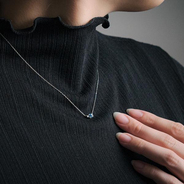 ネックレス レディース プラチナ PT900 アクアマリン ダイヤモンド 華奢 上品 ペンダント 彼女 妻 プレゼント  L&Co. エルアンドコーの画像
