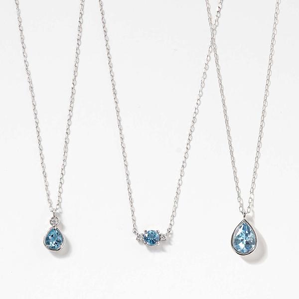 ネックレス レディース プラチナ PT900 アクアマリン ダイヤモンド 華奢 上品 ペンダント 彼女 妻 プレゼント  L&Co. エルアンドコーの画像