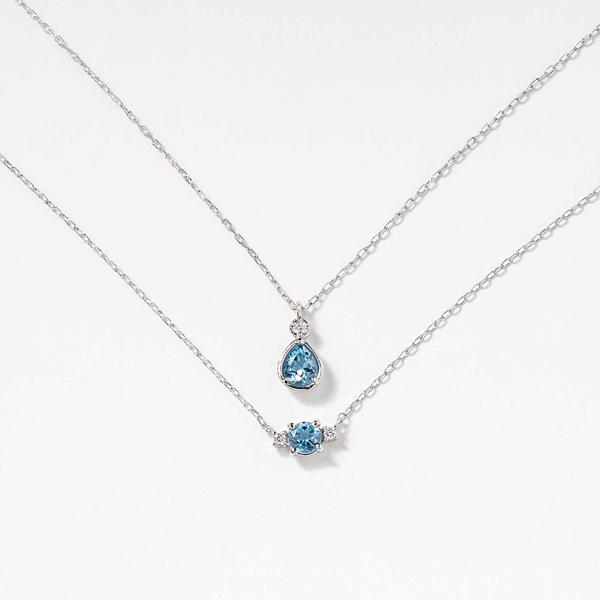 ネックレス レディース プラチナ PT900 アクアマリン ダイヤモンド 華奢 上品 ペンダント 彼女 妻 プレゼント  L&Co. エルアンドコーの画像