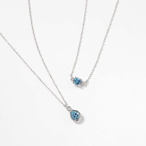 ネックレス レディース プラチナ PT900 アクアマリン ダイヤモンド 華奢 上品 ペンダント 彼女 妻 プレゼント  L&Co. エルアンドコーの画像
