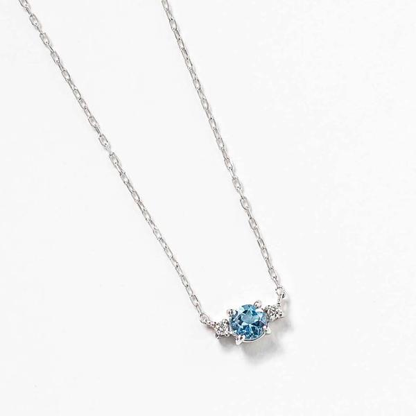 ネックレス レディース プラチナ PT900 アクアマリン ダイヤモンド 華奢 上品 ペンダント 彼女 妻 プレゼント  L&Co. エルアンドコーの画像