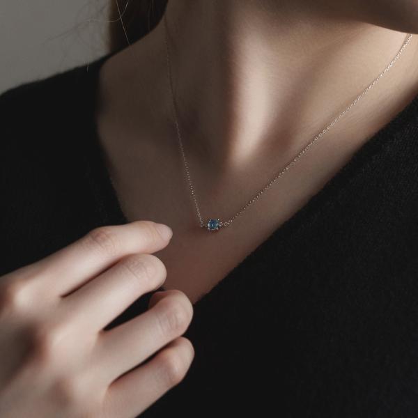 ネックレス レディース プラチナ PT900 アクアマリン  スクエア ペンダント 彼女 妻 プレゼント  L&Co. エルアンドコーの画像