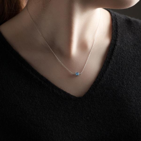 ネックレス レディース プラチナ PT900 アクアマリン  スクエア ペンダント 彼女 妻 プレゼント  L&Co. エルアンドコーの画像