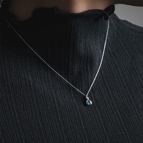 ネックレス レディース プラチナ PT900 アクアマリン ダイヤモンド ドロップ 雫  華奢 ペンダント 彼女 妻 プレゼント  L&Co. エルアンドコーの画像