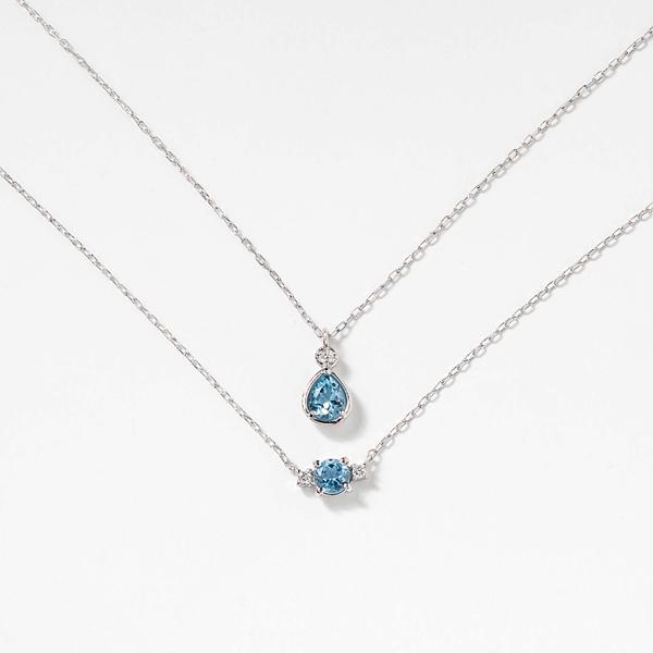 ネックレス レディース プラチナ PT900 アクアマリン ダイヤモンド ドロップ 雫  華奢 ペンダント 彼女 妻 プレゼント  L&Co. エルアンドコーの画像