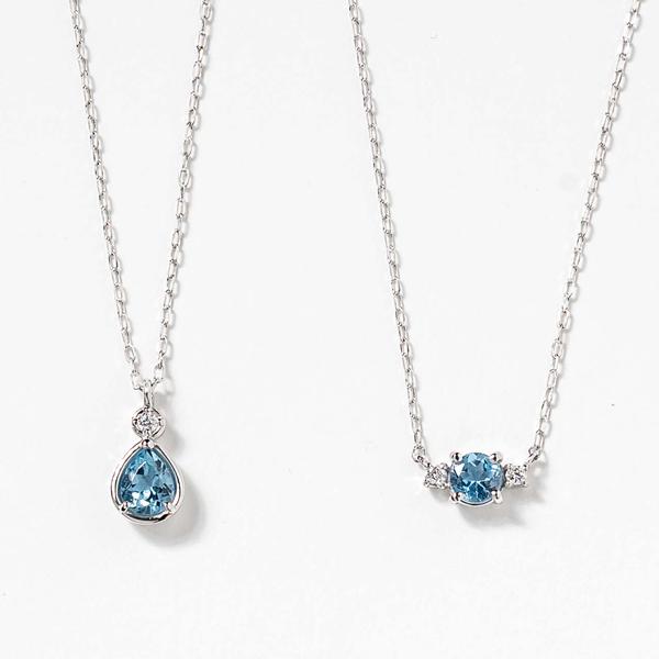 ネックレス レディース プラチナ PT900 アクアマリン ダイヤモンド ドロップ 雫  華奢 ペンダント 彼女 妻 プレゼント  L&Co. エルアンドコーの画像
