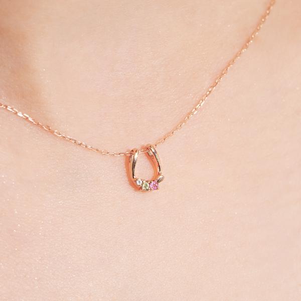 ネックレス K10 10金 PG 桜 ペンダント レディース  桜 さくら sakura サクラ ピンク カラース ト ーン　馬蹄  L&Co.　エルアンドコーの画像