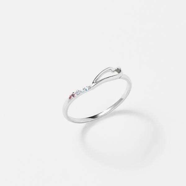 リング  K10WG レディース 桜 さくら SAKURA 夜桜 10金 ホワイトゴールド 春 ダイヤモンド 0.02ct  花 フラワー モチーフ L&Co.の画像