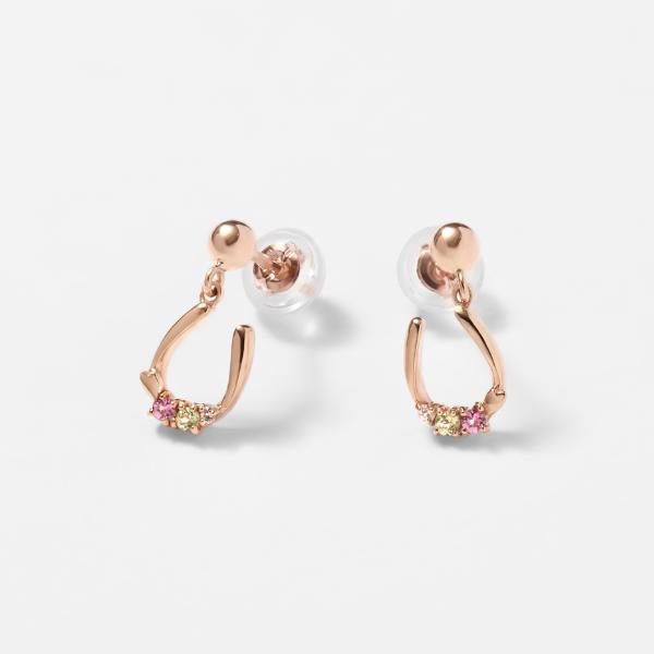 ピアス K10PG 桜 レディース 桜 さくら SAKURA 10金 ピンクゴールド 春 花 フラワー モチーフ 馬蹄 L&Co.の画像
