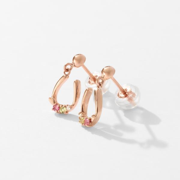 ピアス K10PG 桜 レディース 桜 さくら SAKURA 10金 ピンクゴールド 春 花 フラワー モチーフ 馬蹄 L&Co.の画像