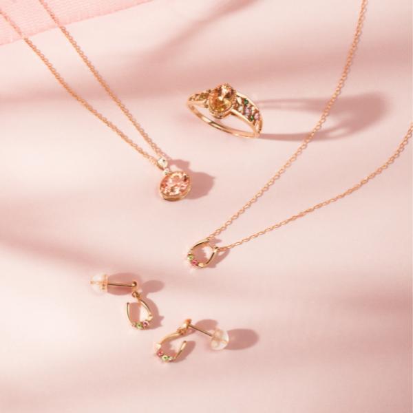 ピアス K10PG 桜 レディース 桜 さくら SAKURA 10金 ピンクゴールド 春 花 フラワー モチーフ 馬蹄 L&Co.の画像