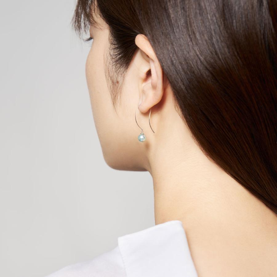 ピアス K10 ホワイトゴールド カラーシェルパール 真珠 6mm 緑 青 アクアグリーン ブルー系 フック 大人 華やか 推し L&Co.（エルアンドコー） | Jewel closet by L&Co. | 02