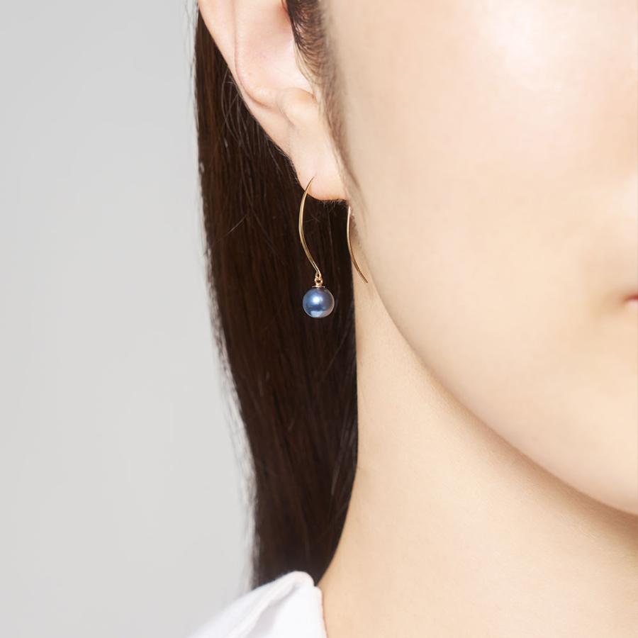 ピアス K10 イエローゴールド カラーシェルパール 真珠 6mm 青 ブルー ロイヤルブルー フック 大人 華やか 推し L&Co.（エルアンドコー） | Jewel closet by L&Co. | 01
