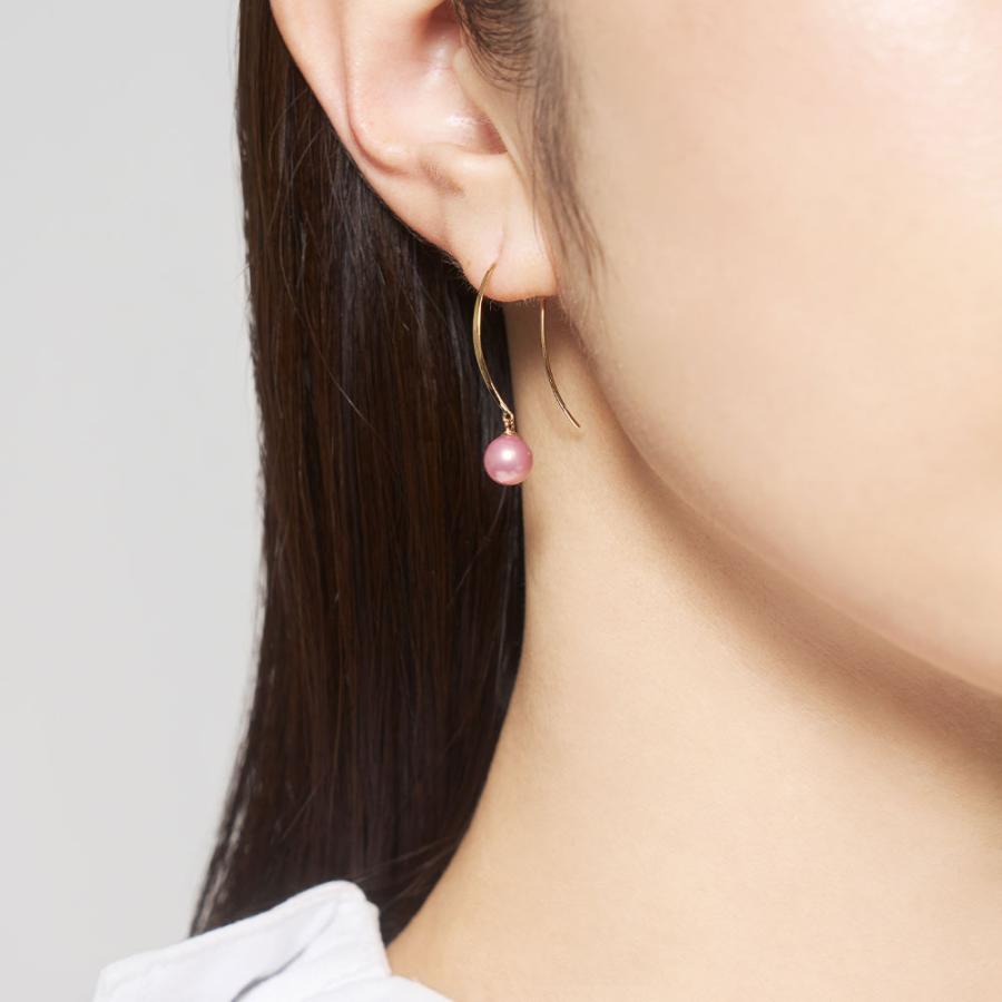 ピアス K10 イエローゴールド カラーシェルパール 真珠 6mm ピンク ローズピンク フック 大人 華やか 推し L&Co.（エルアンドコー） | Jewel closet by L&Co. | 01