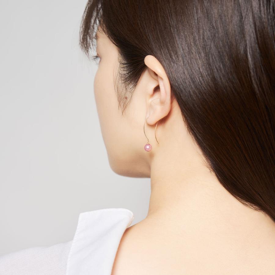 ピアス K10 イエローゴールド カラーシェルパール 真珠 6mm ピンク ローズピンク フック 大人 華やか 推し L&Co.（エルアンドコー） | Jewel closet by L&Co. | 02