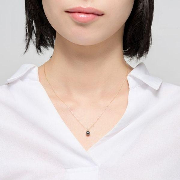ネックレス K10 イエローゴールド カラーシェルパール 真珠 6mm　ダークグレー 大人 華やか 推し L&Co.（エルアンドコー) | Jewel closet by L&Co. | 02