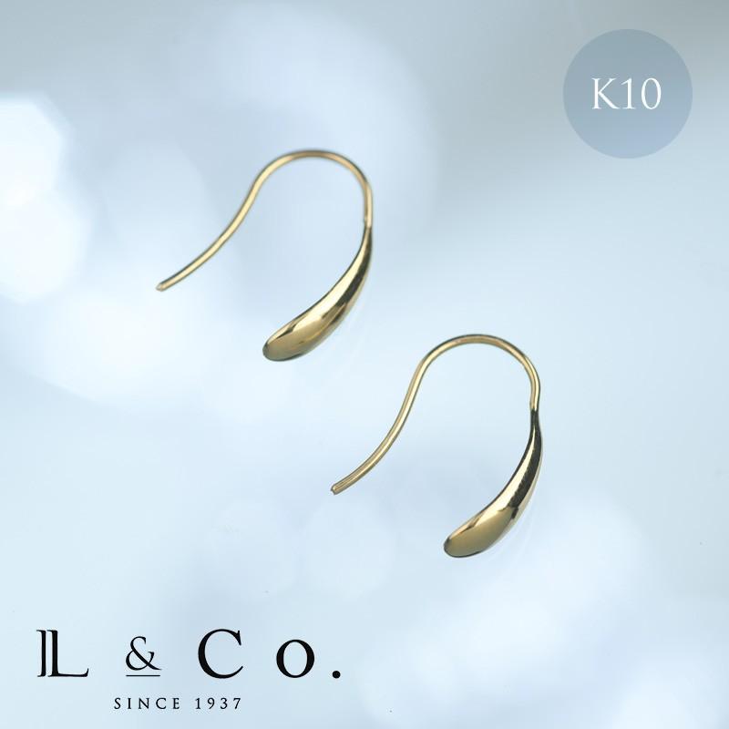 ピアス レディース 地金 シンプル K10 10金 フック L&Co