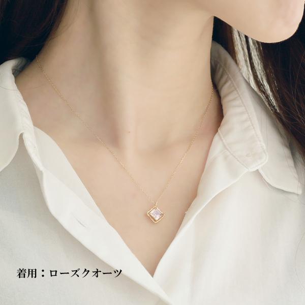 ネックレス レディース ガーネット クオーツ トパーズ 大粒 スクエア K10 10金 ペンダント L&Co.（エルアンドコー）
