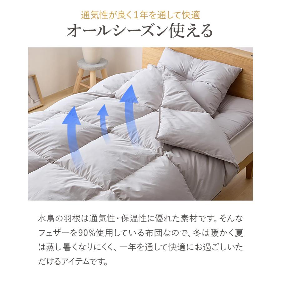 1年保証 布団セット シングル 7点セット 羽毛入り掛け布団 1.8kg