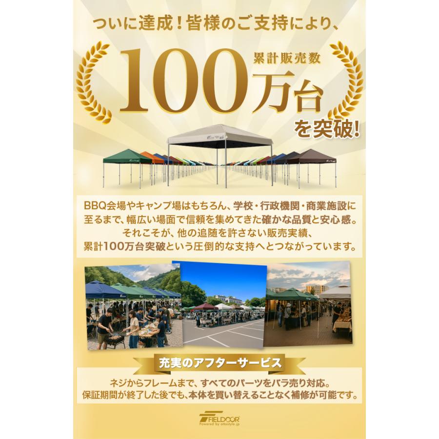 FIELDOOR（フィールドア） タープテント 安心の1年保証 3m×3m