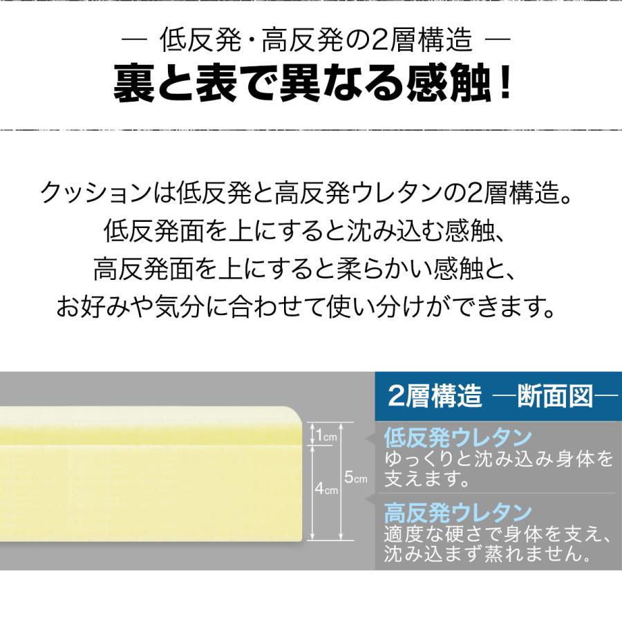 1年保証 座布団 クッション 低反発 高反発 両面 2層 コンビクッション 1枚単品 40×40cm×厚さ5cm 丸/ラウンド 四角/スクエア 洗えるパイルカバー 送料無料 |  | 02