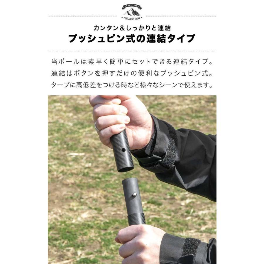 1年保証 カーボン製テントポール 2本セット 軽量1本500g 直径28mm 4本連結 高さ120cm 180cm 240cm 簡単 ポール  コンパクト タープ キャンプ FIELDOOR 送料無料