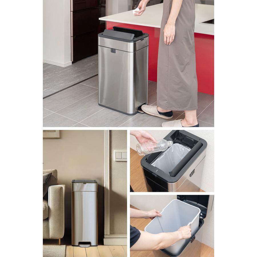 1年保証 ゴミ箱 ステンレス スリム ペダル 中央開閉式 40L 1年保証 ゴミ箱 ステンレス スリム ペダル 中央開閉式 40L