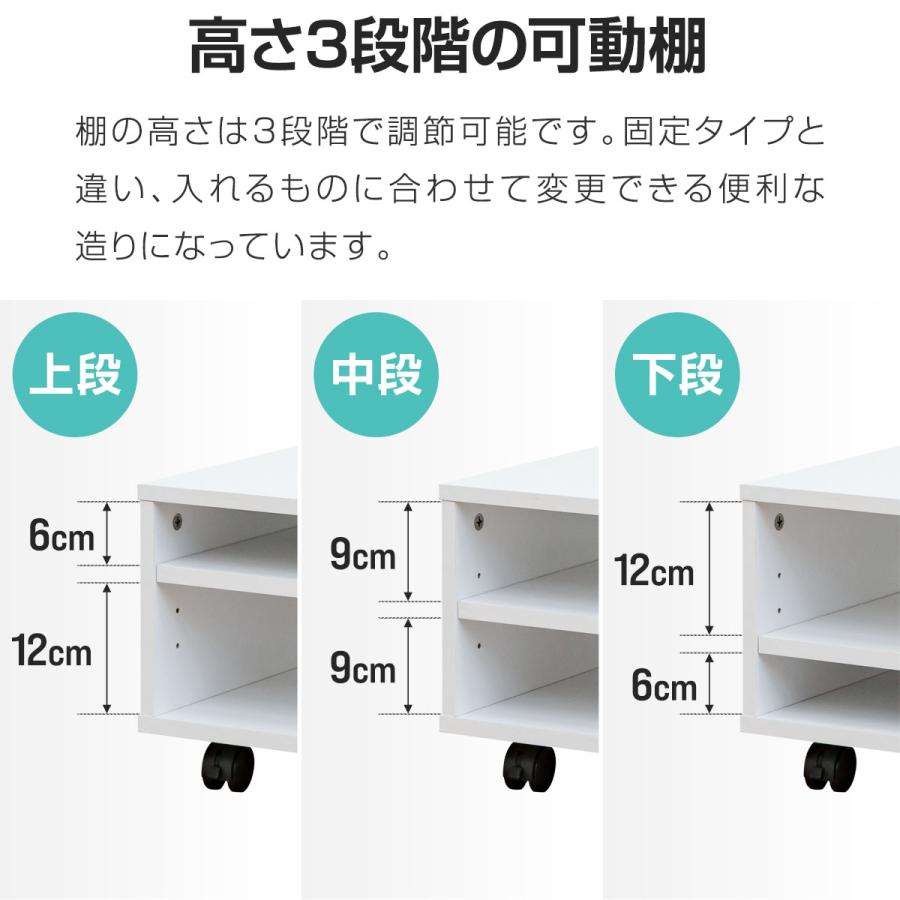 1年保証 プリンター台 幅50cm×奥行40cm 3段 キャスター付き ロータイプ