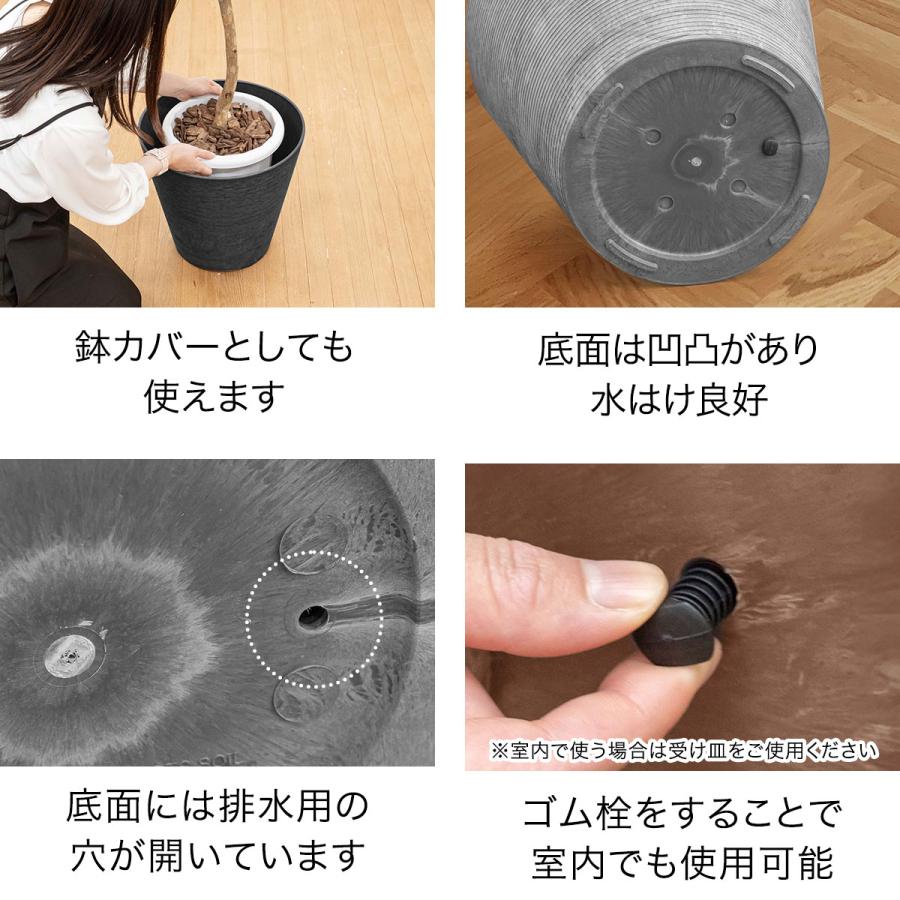 1年保証 プランター 大型 スリム 直径37cm×34cm 丸 ラウンド