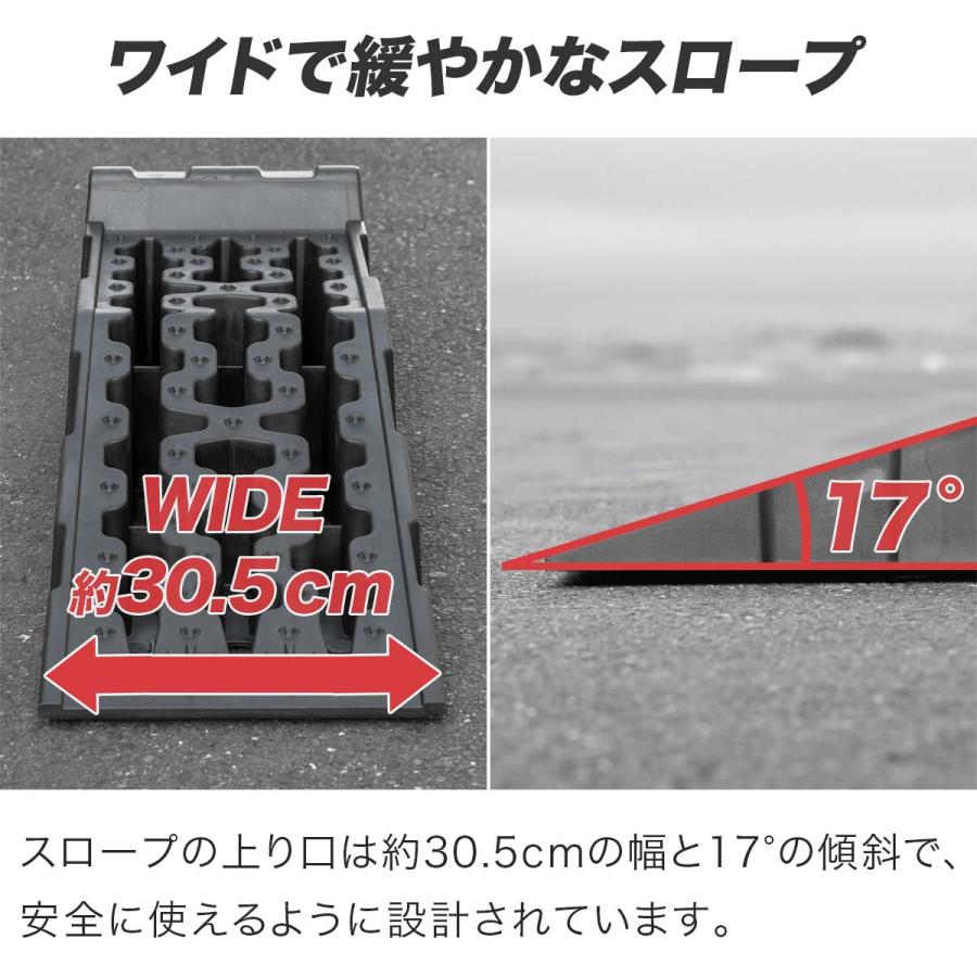 1年保証 カースロープ 2本 セット 高さ170mm 幅広30.5cm 耐荷重7トン カーランプ 自動車 ゆるやか傾斜17度 ワイド オイル交換 ジャッキ補助 整備用 送料無料｜l-design｜04