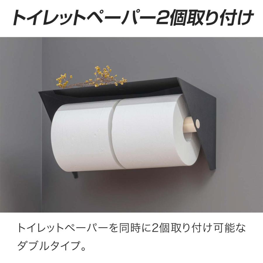 トイレットペーパーホルダー　２連式 1年保証 トイレットペーパーホルダー 2連 2列 棚付き ダブル