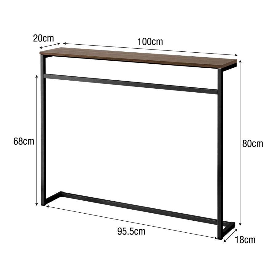 1年保証 コンソールテーブル 幅100cm×20cm 高さ80cm 木目 傘掛けバー付