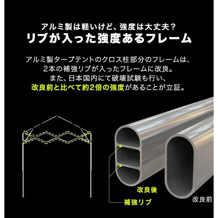 タープテント 1年保証 2m ワンタッチ FIELDOOR おしゃれ 日よけ 簡単 タープ テント アウトドア バーベキュー キャンプ 屋台 イベント UVカット 耐水 送料無料｜l-design｜07