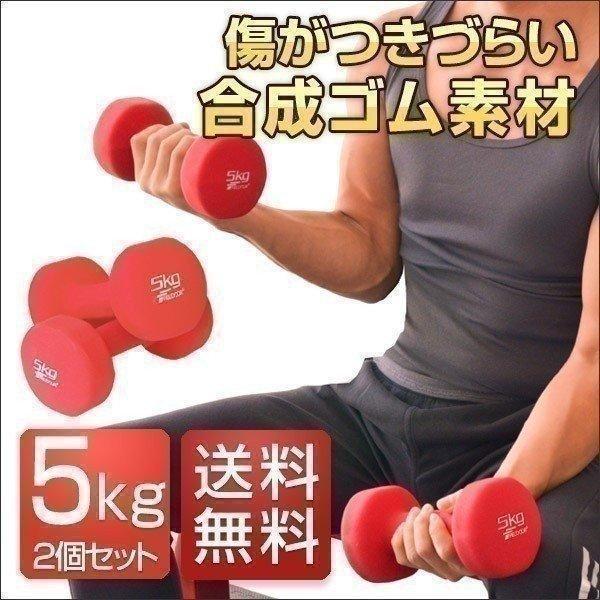 1年保証 ダンベル 5kg 2個セット 合計10kg カラーダンベル 男女兼用