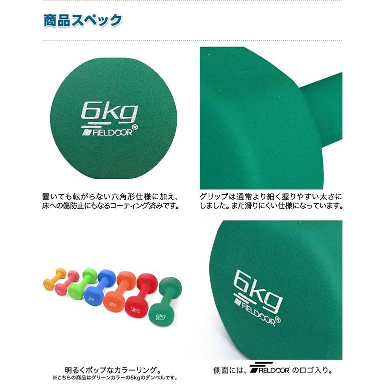 1年保証 ダンベル 6kg 2個セット 合計12kg カラーダンベル 男女兼用