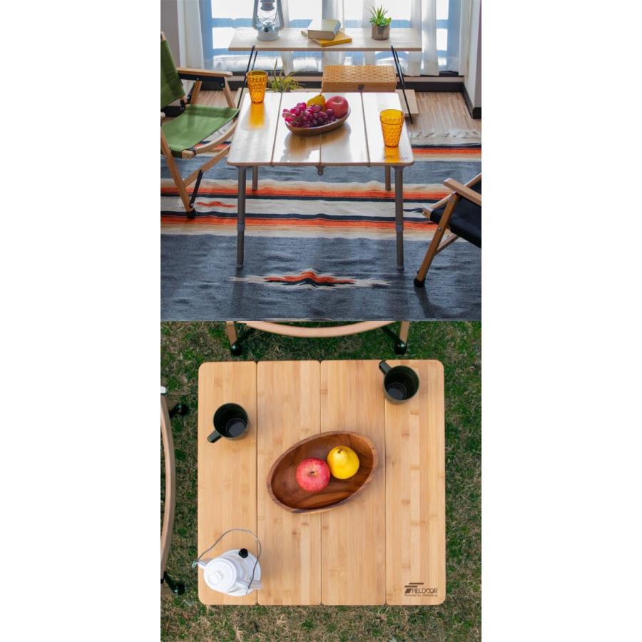 1年保証 レジャーテーブル 折りたたみ 幅 60x60cm アウトドア ピクニック テーブル ローテーブル バンブー 竹 アウトドアテーブル キャンプ 高さ調節 送料無料｜l-design｜12
