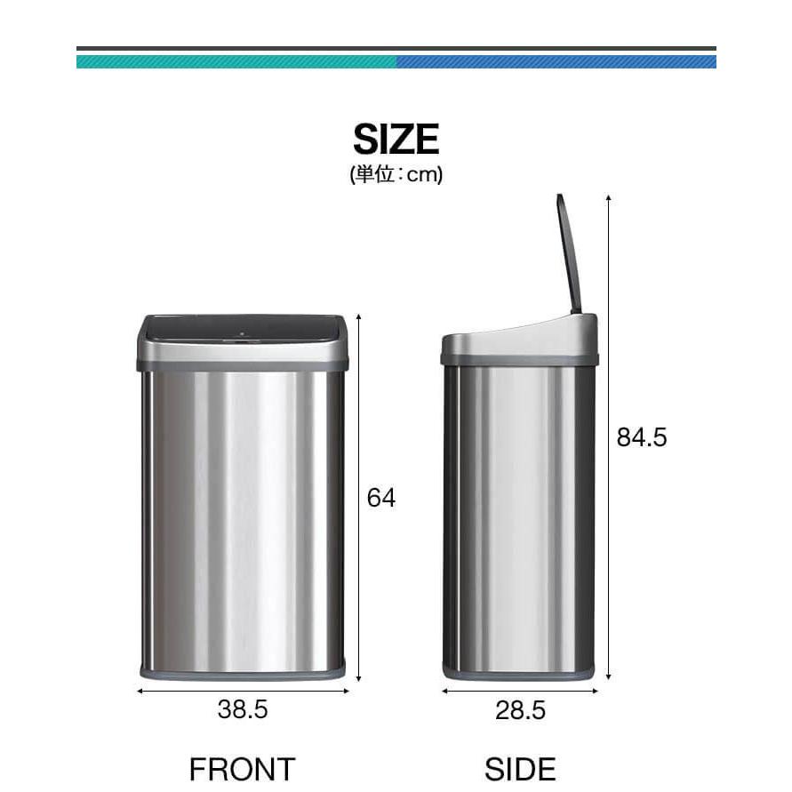 1年保証 ゴミ箱 自動開閉センサー 分別 25L+25L スリム おしゃれ キッチン ダストボックス 合計50リットル ステンレス 衛生的 角型 電動 スクエア 長 送料無料｜l-design｜10