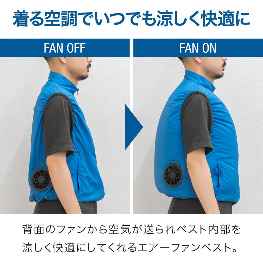 ファン付き ベスト Lサイズ ネイビー 空調服 ライトバッテリー付き 2025最新＆25V】空調作業服 空調ウェア ベスト 2025 最新