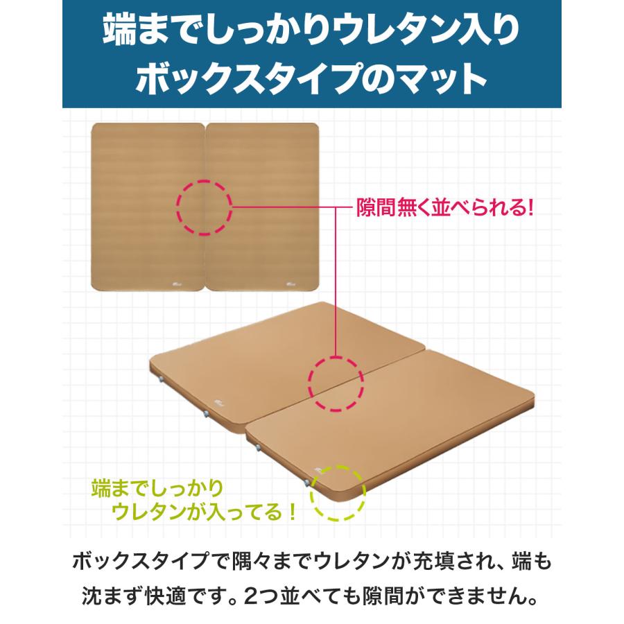 FIELDOOR 1年保証 キャンプマット 自動膨張 2枚セット ダブル 2