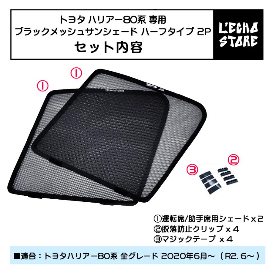 新型 トヨタ ハリアー80系 ブラックメッシュ サンシェード ハーフ