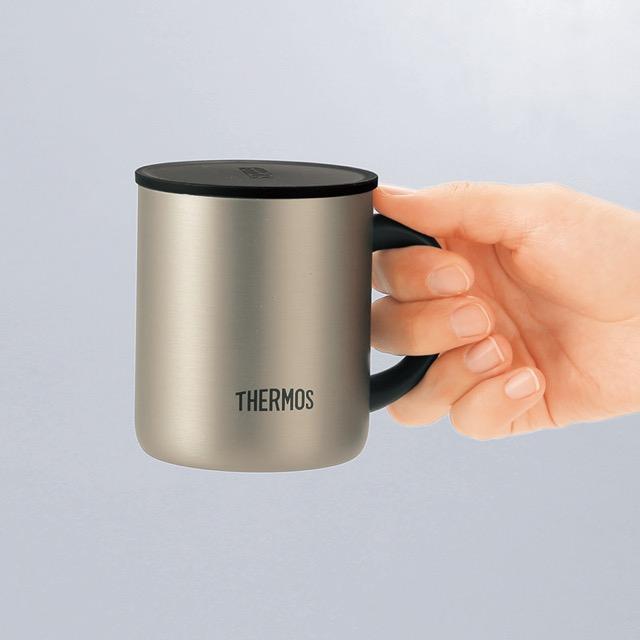 サーモス・真空断熱ステンレスマグ（蓋付き） ノベルティ 名入れ 販促
