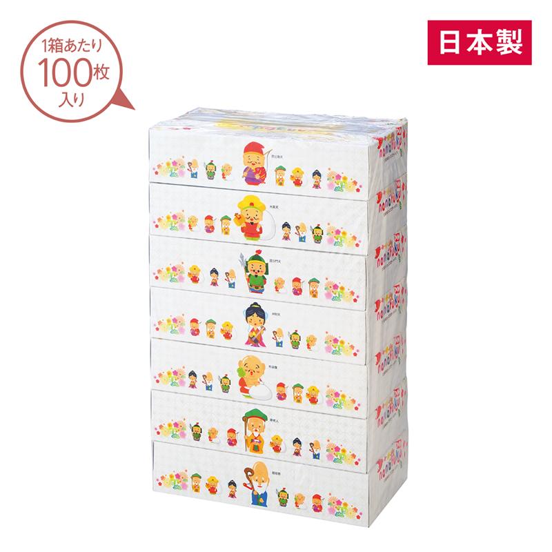 七福神BOXティッシュ100W7P ノベルティ 販促品 記念品 まとめ買い