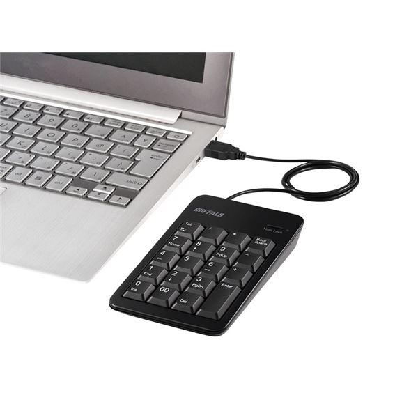 バッファロー 有線テンキーボード Tabキー/USBハブ付き ブラック BSTKH100BK｜l-grace｜04