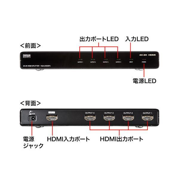 激安直販 サンワサプライ4K2K対応HDMI分配器 4分配 VGA-UHDSP4 1個